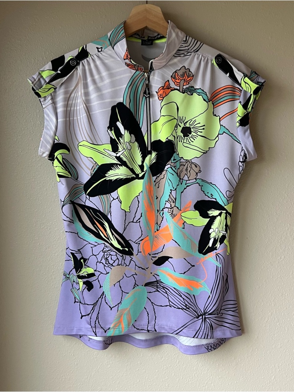 Jamie Sadock Sleeveless Golf Shirt Women’s Size S Multicolored Floral 1/4 Zip